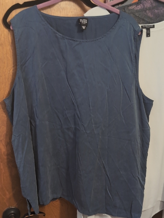 Eileen Fisher Tops - Eileen Fisher Slate Blue Silk  Sleeveless Scoop Neck Tank
